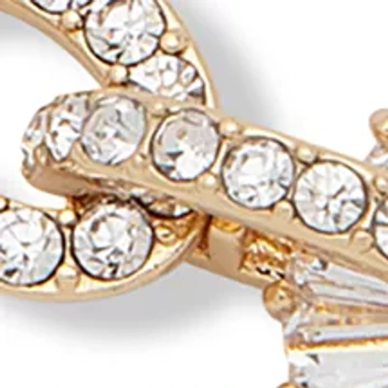 Gold Tone Crystal Pavé Baguette Link Slider Bracelet 