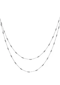 2 Row Shot Bead Station Chain Necklace