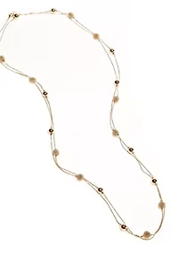 Gold Plated Fashion Necklace with Station Beads