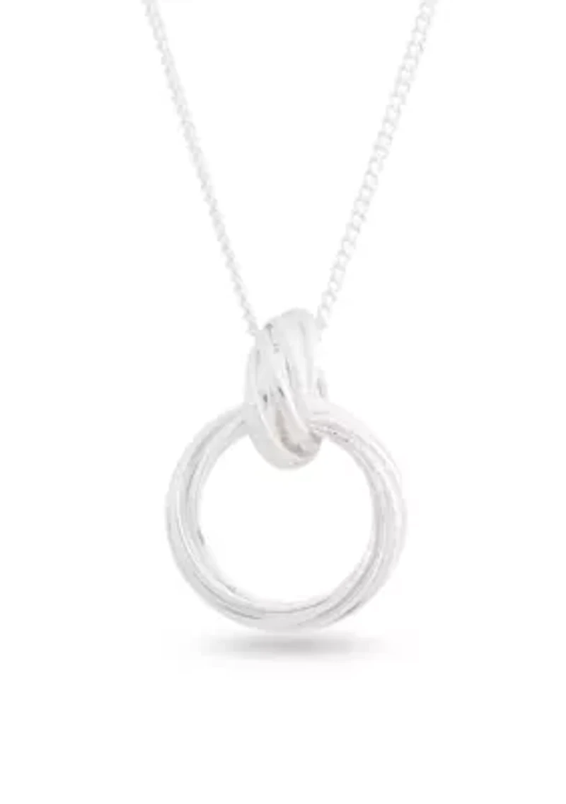 Silver Tone Locking Rings Pendant Necklace