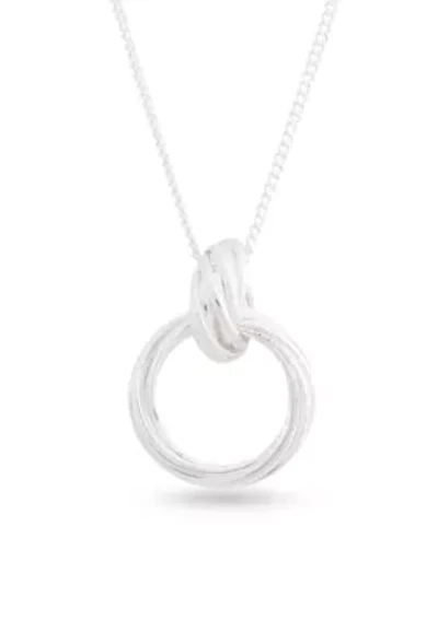 Silver Tone Locking Rings Pendant Necklace