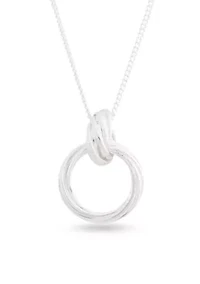 Silver Tone Locking Rings Pendant Necklace