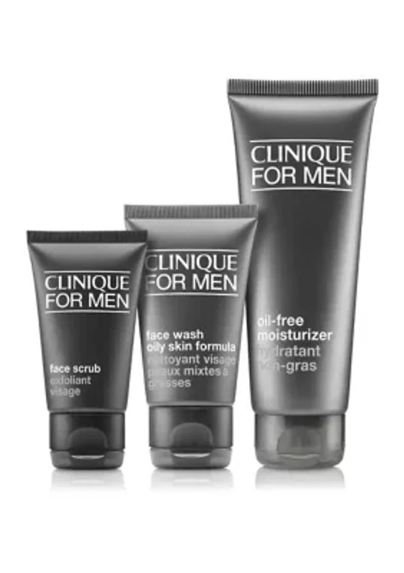 Daily Oil-Free Hydration Men's Skincare Set: Cleanse. Exfoliate. Hydrate - $53 Value!
