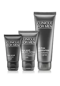 Daily Oil-Free Hydration Men's Skincare Set: Cleanse. Exfoliate. Hydrate - $53 Value!