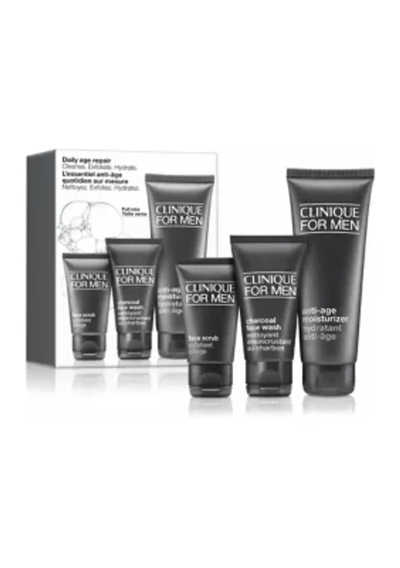 Daily Age Repair Men's Skincare Set: Cleanse. Exfoliate. Hydrate - $68 Value!