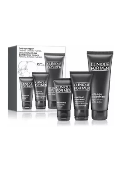 Daily Age Repair Men's Skincare Set: Cleanse. Exfoliate. Hydrate - $68 Value!
