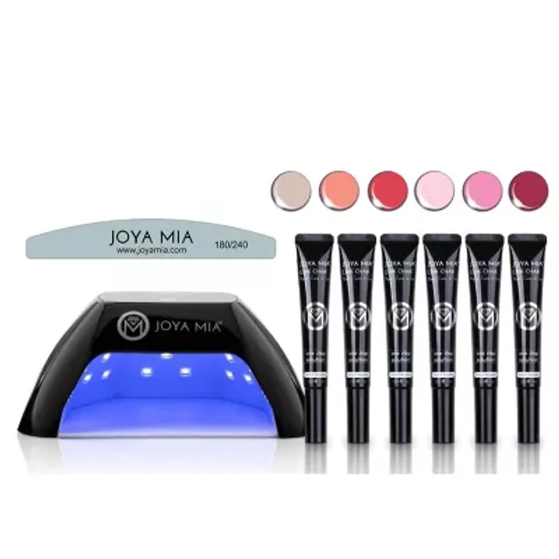 Chik Chak One-Step Gel Nail Polish Pro Kit 8-Piece with LED Lamp and 6 Colors - CK-19, CK-21, CK-24, CK-30, CK-33, CK-38