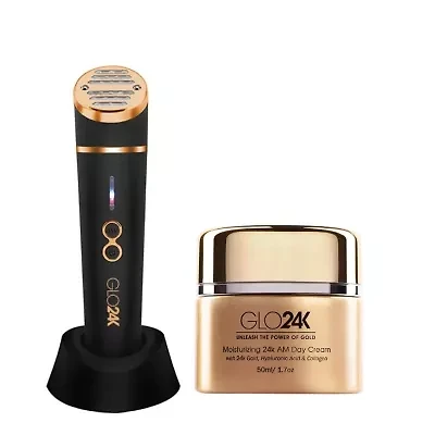 GLO24K LED Skin Rejuvenation Beauty Device + 24k Moisturizing Day Cream