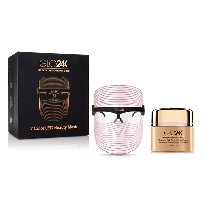 GLO24K 7 Color LED Beauty Mask + 24k Timeless Anti-Aging Cream