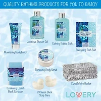 Lovery Home Spa Gift Basket In Heavenly Ocean Bliss Scent - 9pc set
