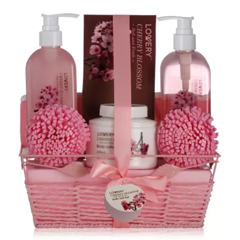 Lovery Home Spa Gift Basket In Cherry Blossom Fragrance - Bath Set