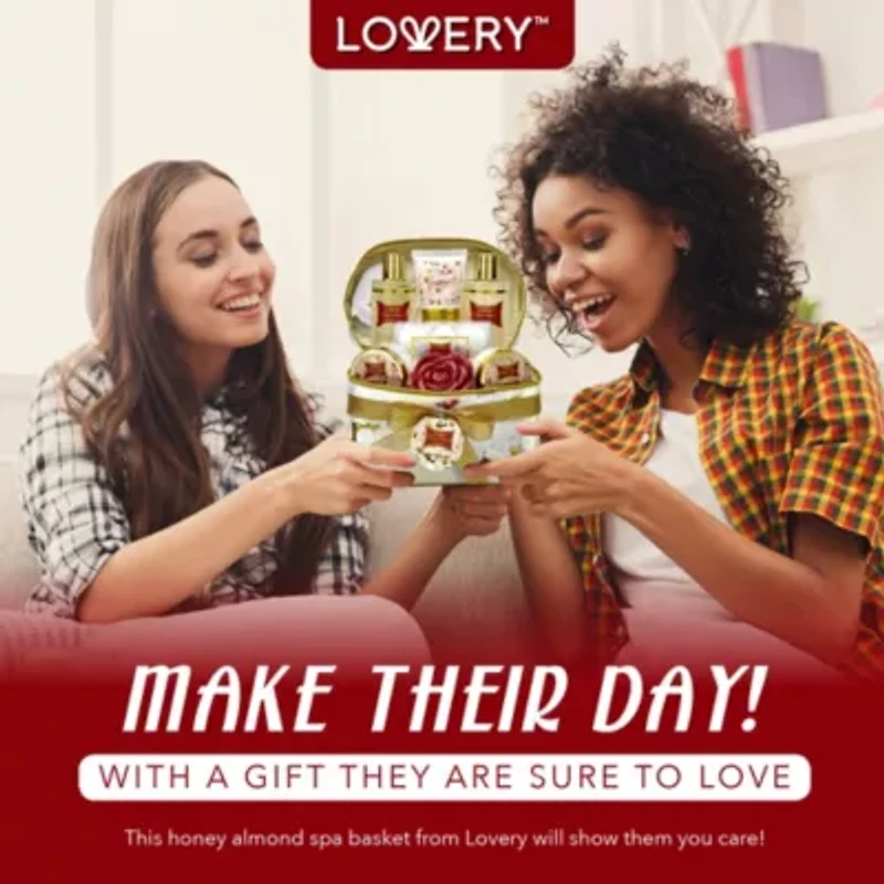 Lovery Bath And Body Gift Basket - Honey Almond - Home Spa Set