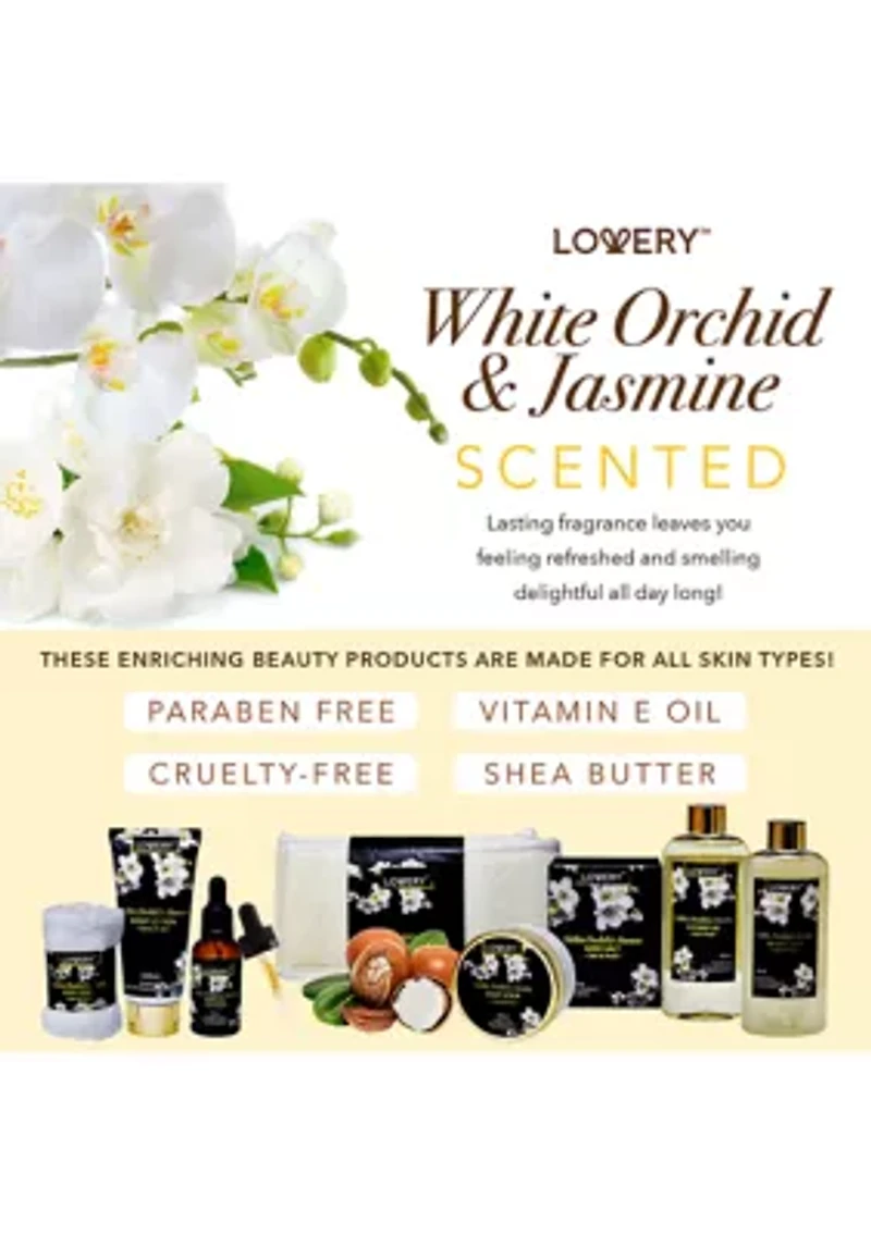 Lovery Bath & Body Gift - Orchid & Jasmine - Body Scrubs, Lotions & More - 9pc