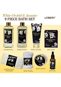 Lovery Bath & Body Gift - Orchid & Jasmine - Body Scrubs, Lotions & More - 9pc