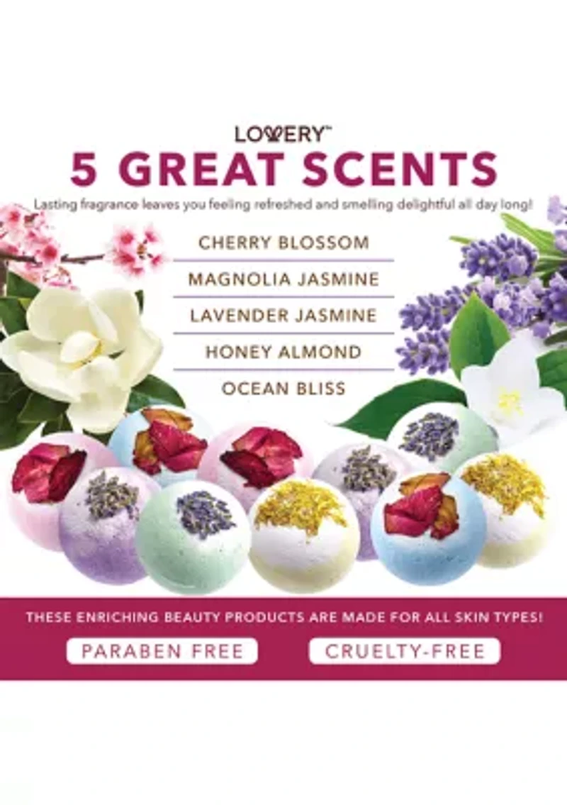 Lovery Bath Bombs Gift Set - 10 XL Bath Fizzies with Shea & Coco Butter