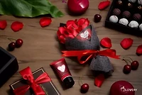 Lovery Bath & Body Gift Basket - Plant Essential Oil Home Set - Red Rose Petal Soaps