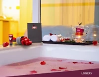 Lovery Bath & Body Gift Basket - Plant Essential Oil Home Set - Red Rose Petal Soaps