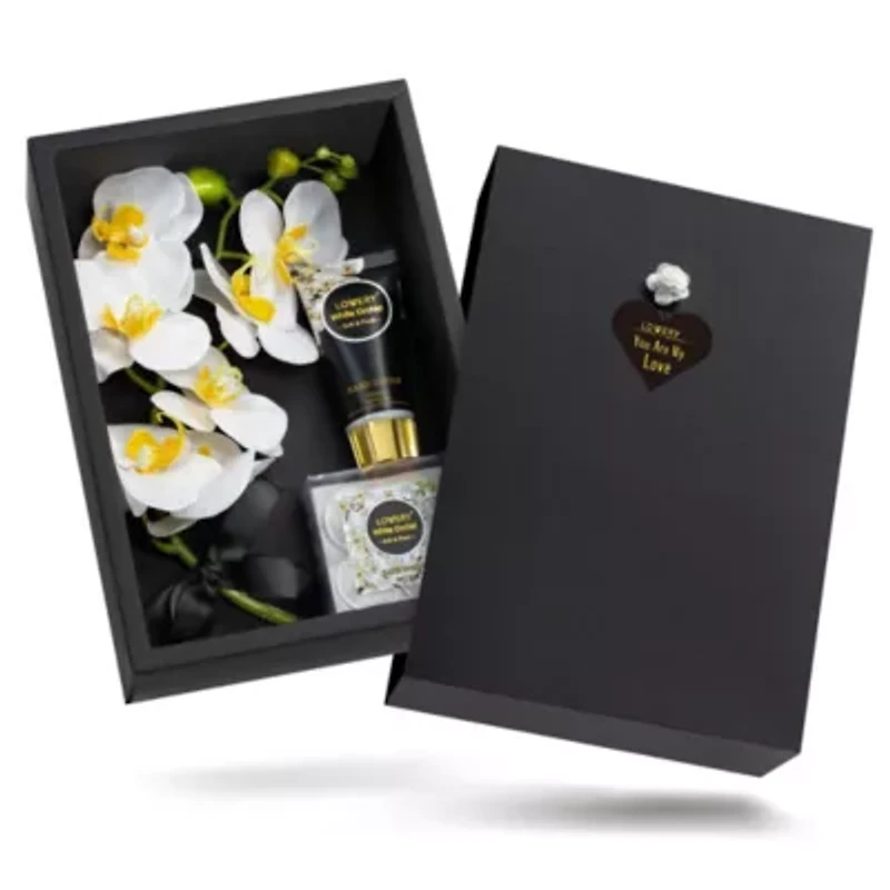 Lovery Home Spa Gift Baskets - Plant Essential Oil with White Orchid Soap Petals