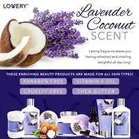Lovery Home Spa Gift Set - Lavender Coconut - Handmade Pearl Basket - 9pc