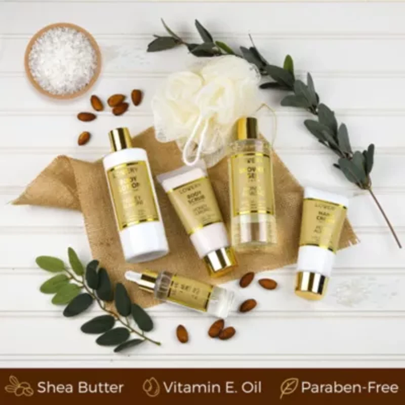 Home Spa Kit - Honey Almond Scent - Luxury Bath & Shower Gift for Women & Men