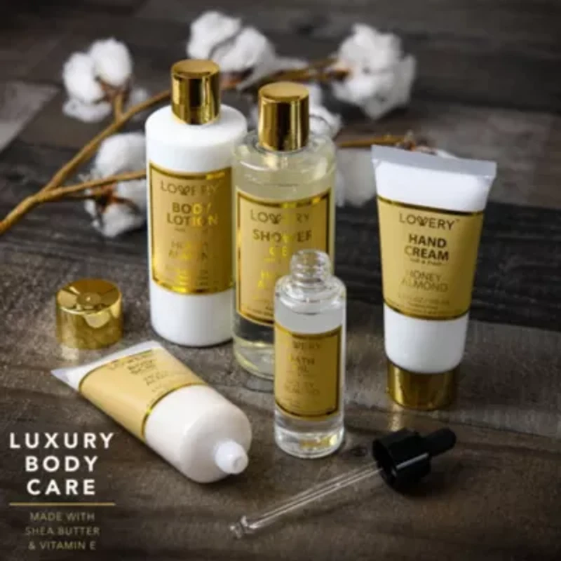 Home Spa Kit - Honey Almond Scent - Luxury Bath & Shower Gift for Women & Men