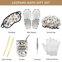 Lovery Home Spa Kit in Honey Almond Scent - Leopard Luxury Gift Basket - 21 pcs