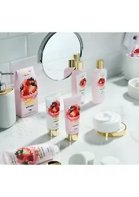 Home Spa Kit Gift Set – Strawberry Milk Scented Bath Set - 25Pcs - in a Leather Tote Bag