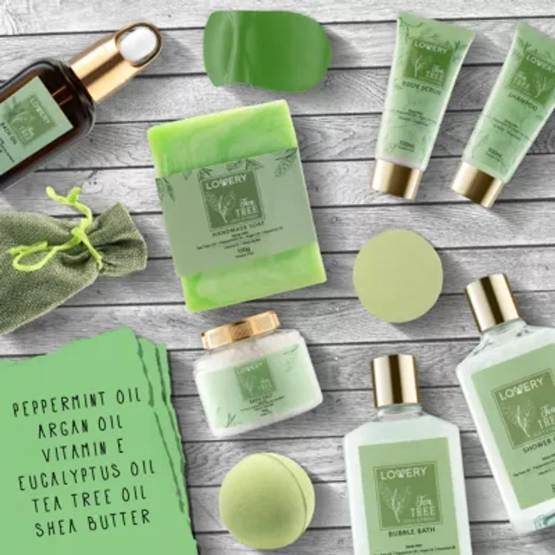 Tea Tree Bath Set - Luxury Aromatherapy Home Spa with Calming Mint Fragrance – 15 Pc