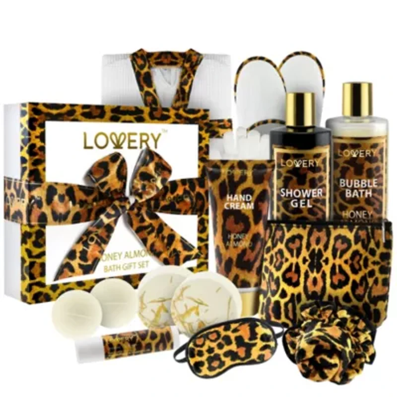 At-Home Spa Kit with Honey Almond Scent – 17Pcs Relaxing Bath Gift Set with Vitamin E-Rich Bath Essentials