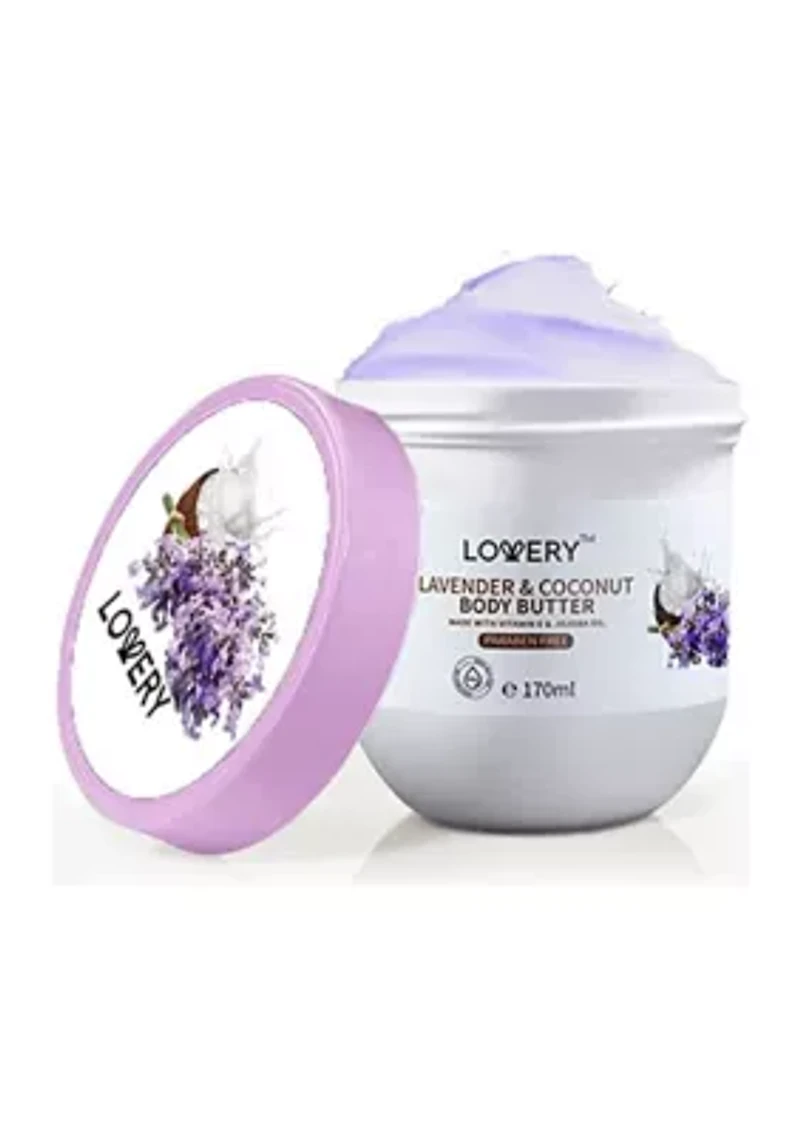 Lavender and Coconut Body Butter - 6oz Ultra-Hydrating Shea Butter Body Cream Enriched with Jojoba Oil and Vitamin E
