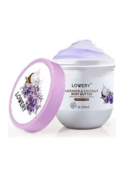 Lavender and Coconut Body Butter - 6oz Ultra-Hydrating Shea Butter Body Cream Enriched with Jojoba Oil and Vitamin E