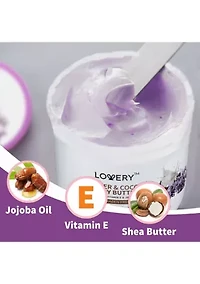 Lavender and Coconut Body Butter - 6oz Ultra-Hydrating Shea Butter Body Cream Enriched with Jojoba Oil and Vitamin E