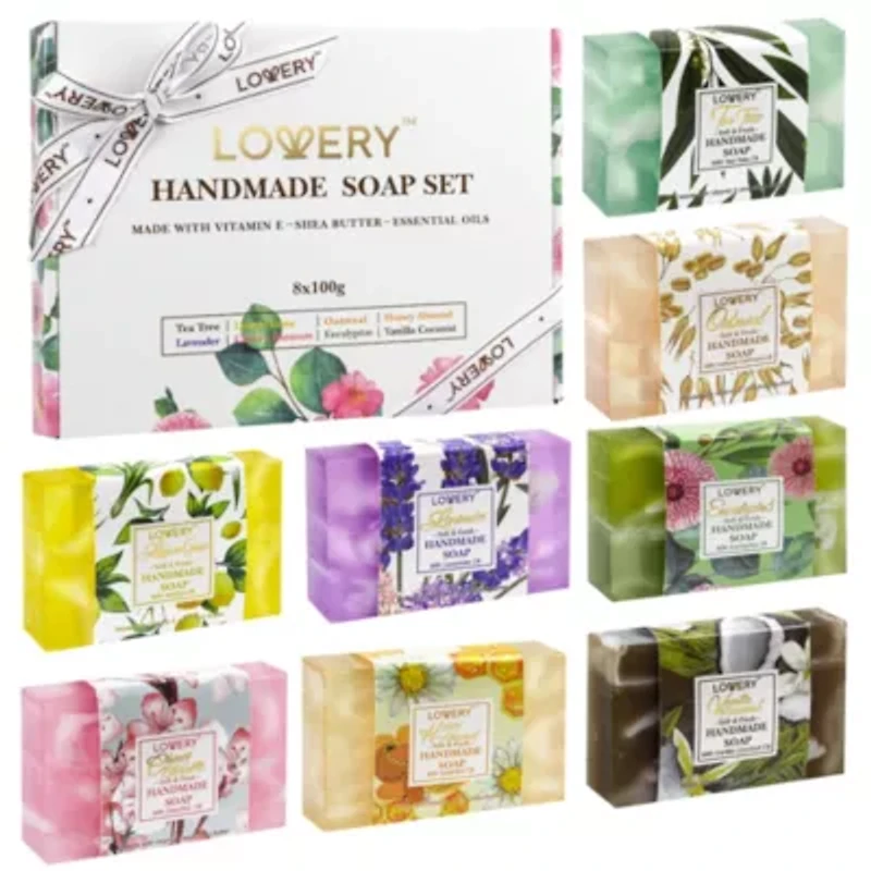 Handmade Soap Set - 8 Piece Variety Pack Luxury Bath Soap Gift Box
