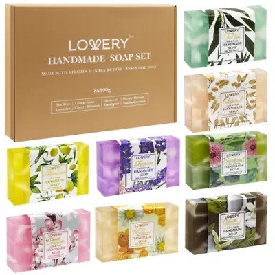 Handmade Soap Set - 8 Piece Variety Pack, Luxury Bath Soap Gift Box