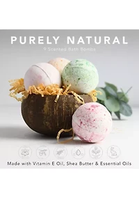 Marble Bath Bombs Set, 9 Handmade Bubble Bombs Gift Box