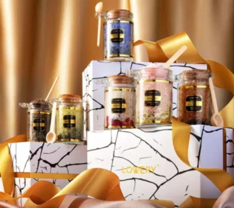 Bath Salts Gift Set with Natural Hers and Essentail Oils