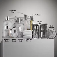 Premium 25pc Massage Kit, White Marble Beauty and Self Care Spa Set with Stones