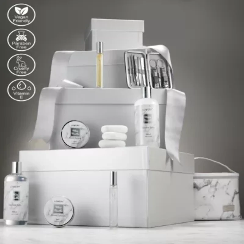 Premium 25pc Massage Kit, White Marble Beauty and Self Care Spa Set with Stones