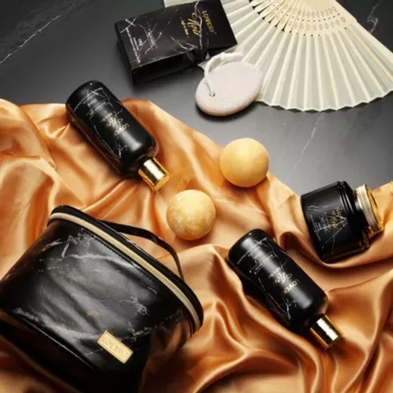 Deluxe Noir Bath and Body Kit with 24 Karate Gold Bath Bombs - Relaxing Spa Bag