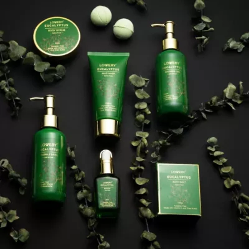 Luxury Holiday Basket, Eucalyptus Stress Relief Spa Kit, Bath and Body Care