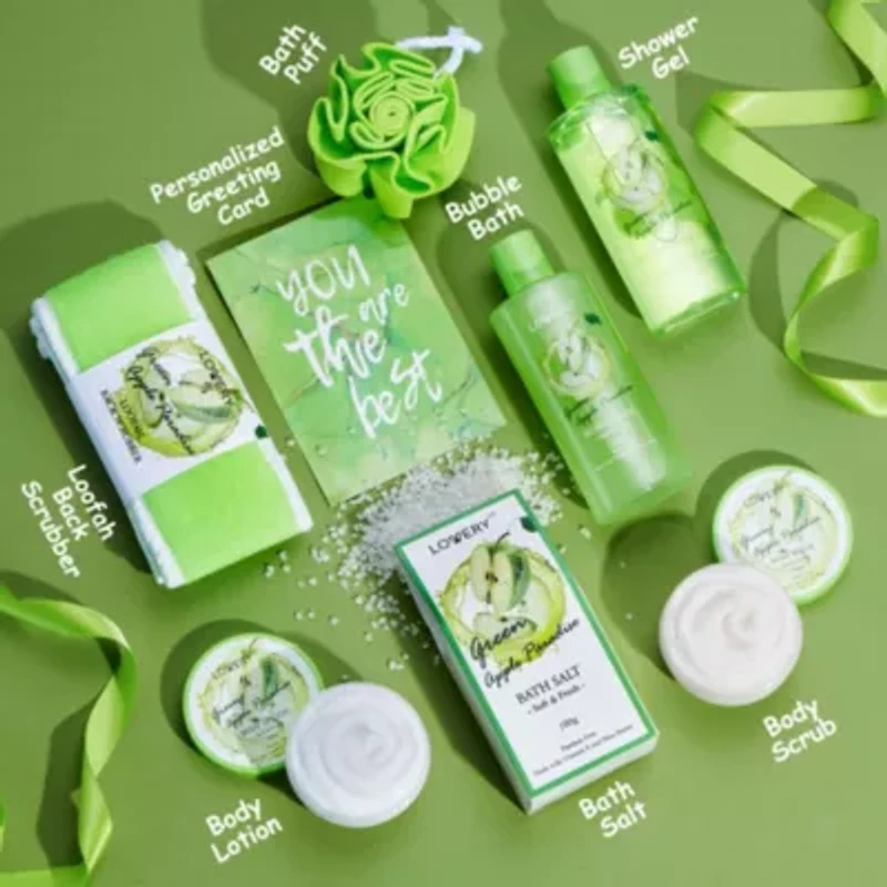 Green Apple Paradise Teachers Appreciation Basket, 9pc Aromatherapy Package