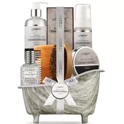Premium Bath and Body Beauty Basket, Rosemary Peppermint Home Spa Set