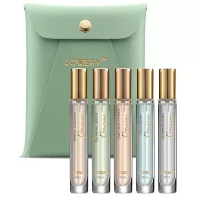 6pc Perfume Set, Floral Scented Eau de Parfum Body Spray with Leather Pouch