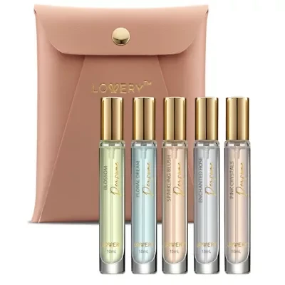 6pc Eau de Parfum Perfumes for Women, Floral Fragrances with Leather Pouch