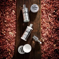 Luxury Silver Mens Bath and Body Gift Set, Sandalwood Selfcare Beard Grooming Kit