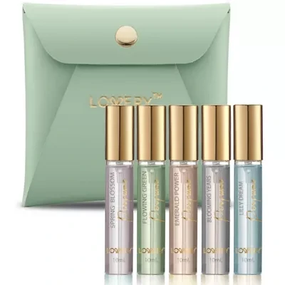 5pc Mini Perfumes for Travel Gifts, Solo Scent and Layering Fragrances with Pouch