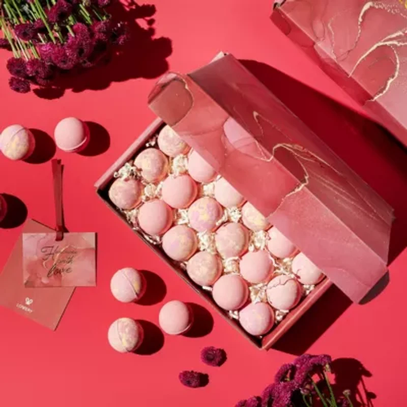 Handmade Bath Bomb Gift Set, 30pc Bubble Bath Fizzy in Rose Petal, Jasmine, Grapefruit Scents