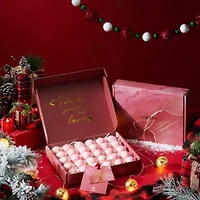 Handmade Bath Bomb Gift Set, 30pc Bubble Bath Fizzy in Rose Petal, Jasmine, Grapefruit Scents