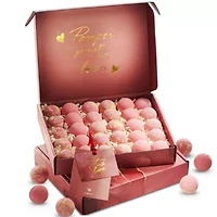 Handmade Bath Bomb Gift Set, 30pc Bubble Bath Fizzy in Rose Petal, Jasmine, Grapefruit Scents