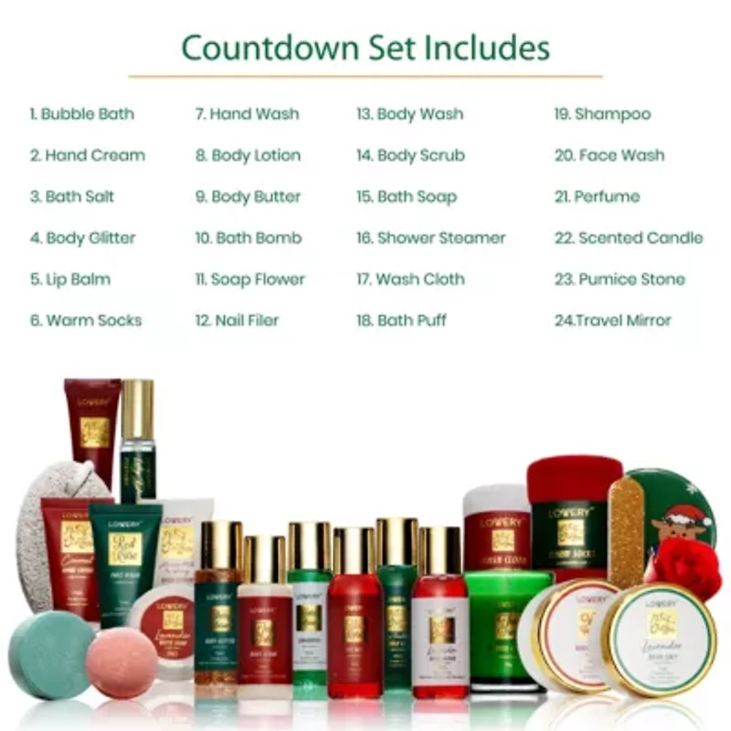 2022 Limited Edition Advent Calendar, Christmas Advent Calendar - 24pc Bath & Body Care